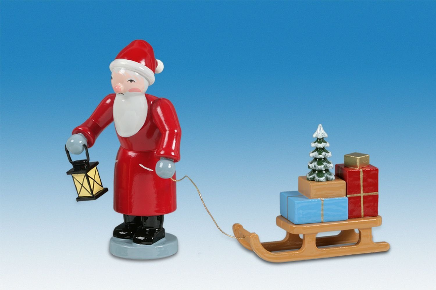 Schlitten mit NEU Holzfigur 6cm Höhe Weihnachtsfigur Weihnachtsmann