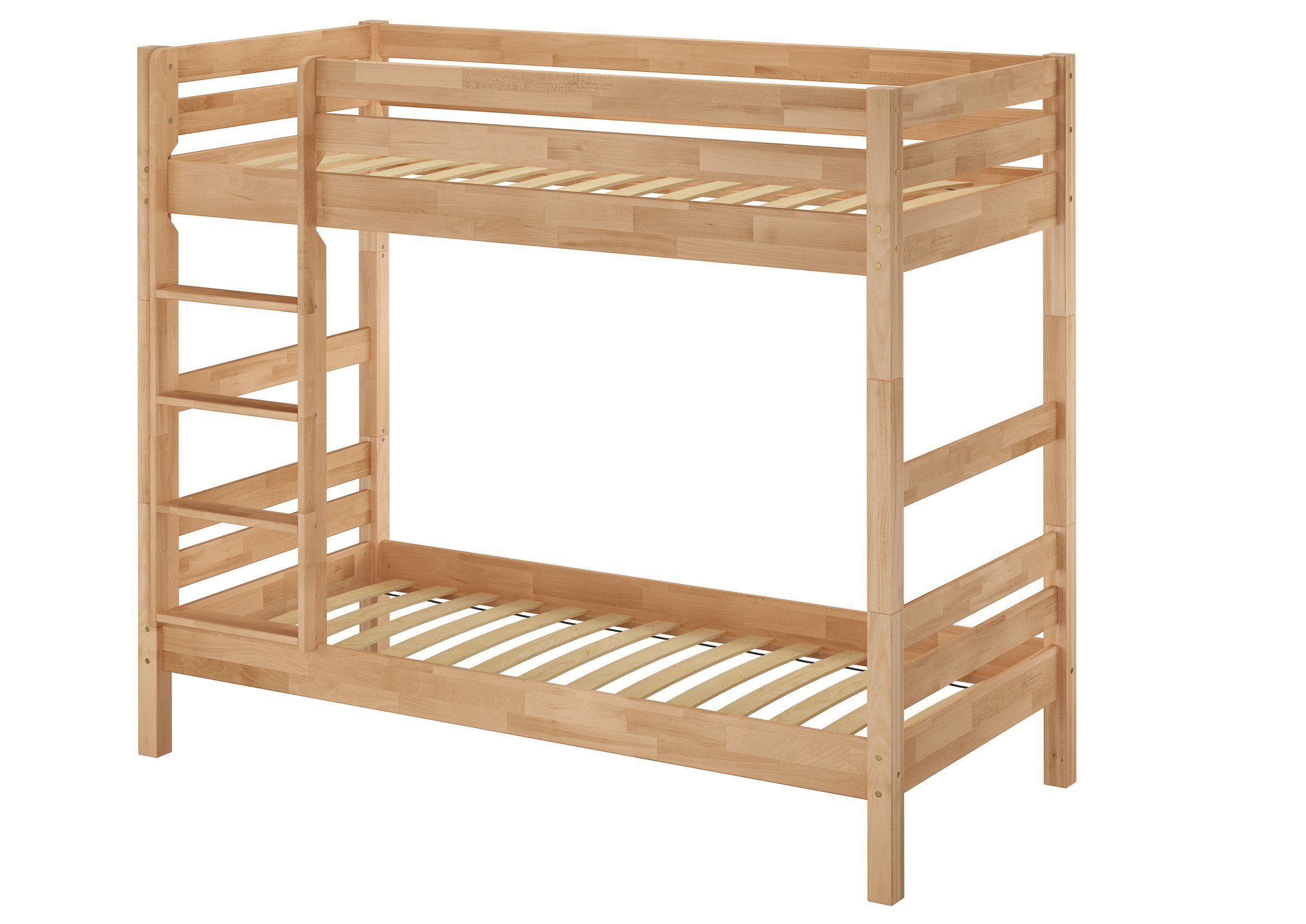 ERST-HOLZ Etagenbett Schönes Etagenbett 90 x 200 cm Buche Massiv Extra Stabil Erwachsene