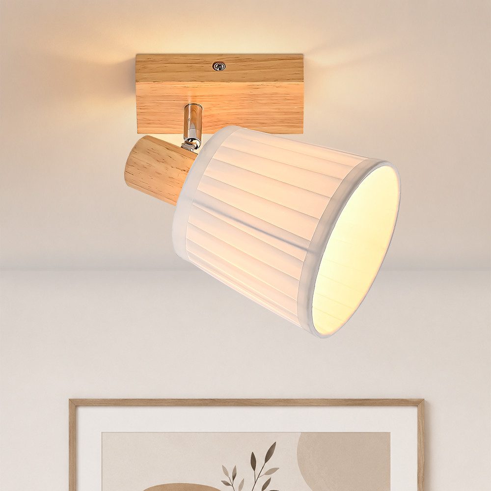 Nettlife Deckenstrahler Retro 1/2/3/4Flammig Holz Deckenleuchte E14 Vintage Boho Deckenspots, Schwenkbar 350°, ohne Leuchtmittel, für Wohnzimmer Schlafzimmer Küche Flur