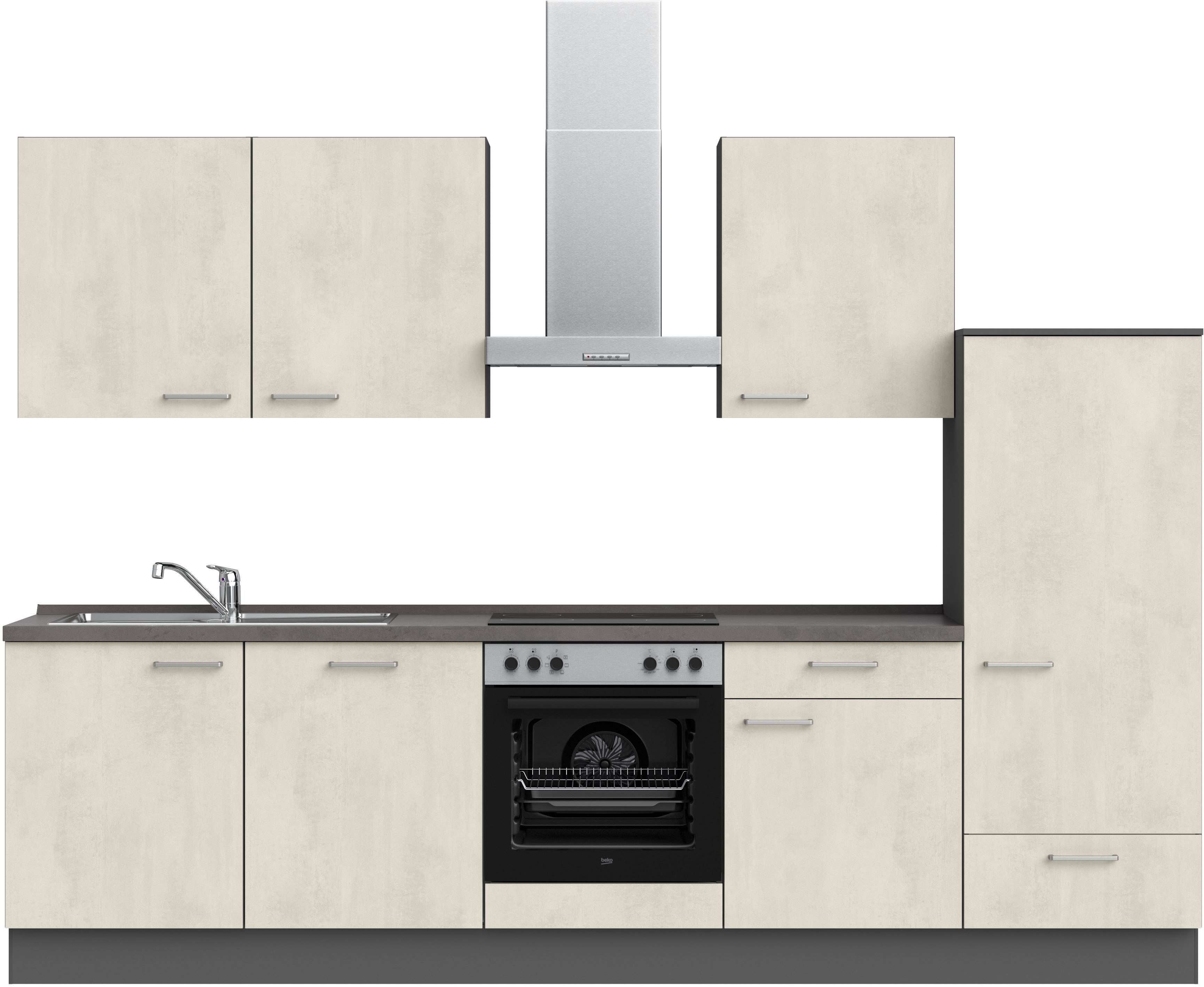 nobilia® Küchenzeile "Riva I", NEU: individuell anpassbar mit gratis Profi-Beratung, vormontiert, Breite 300 cm, Ausrichtung wählbar, wahlw. mit E-Geräten