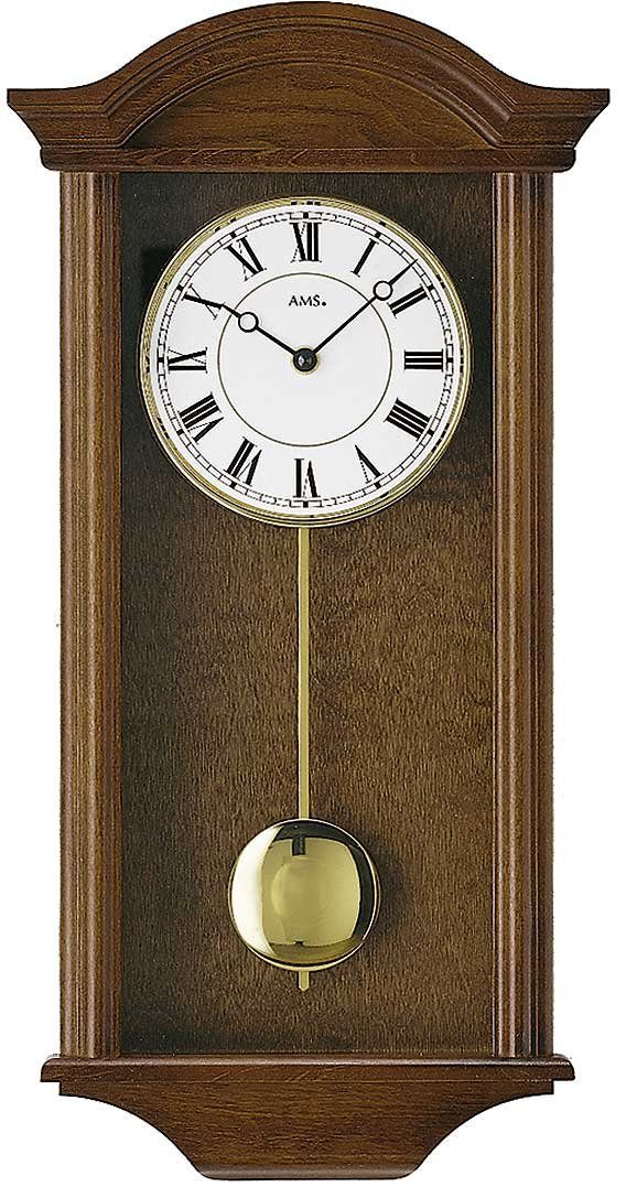 AMS Wanduhr Pendeluhr mit Westminster in Nussbaum - AMS Modell: 990/1