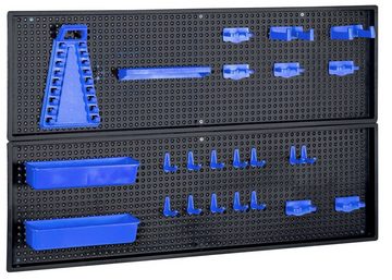 Kreher Lochwand Blaue Werkzeuglochwand aus Kunststoff mit 24 teiligem Hakenset, (1-tlg)