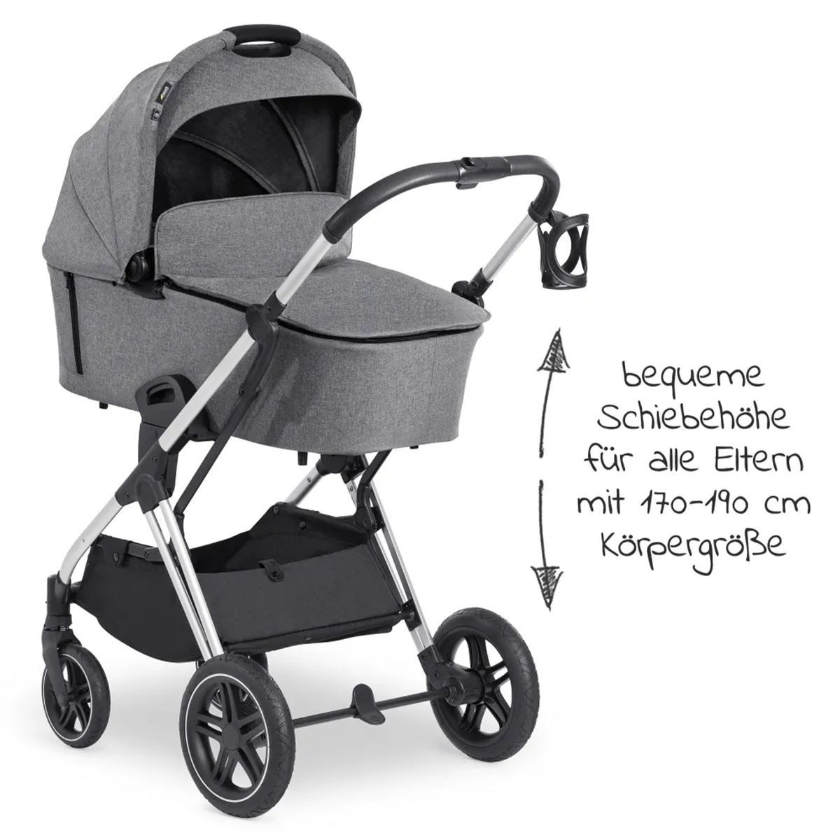 Hauck Kombi-Kinderwagen Vision X Duoset Black - Melange Grey, 2in1 Kinderwagen Buggy Set mit Babywanne & Sportsitz