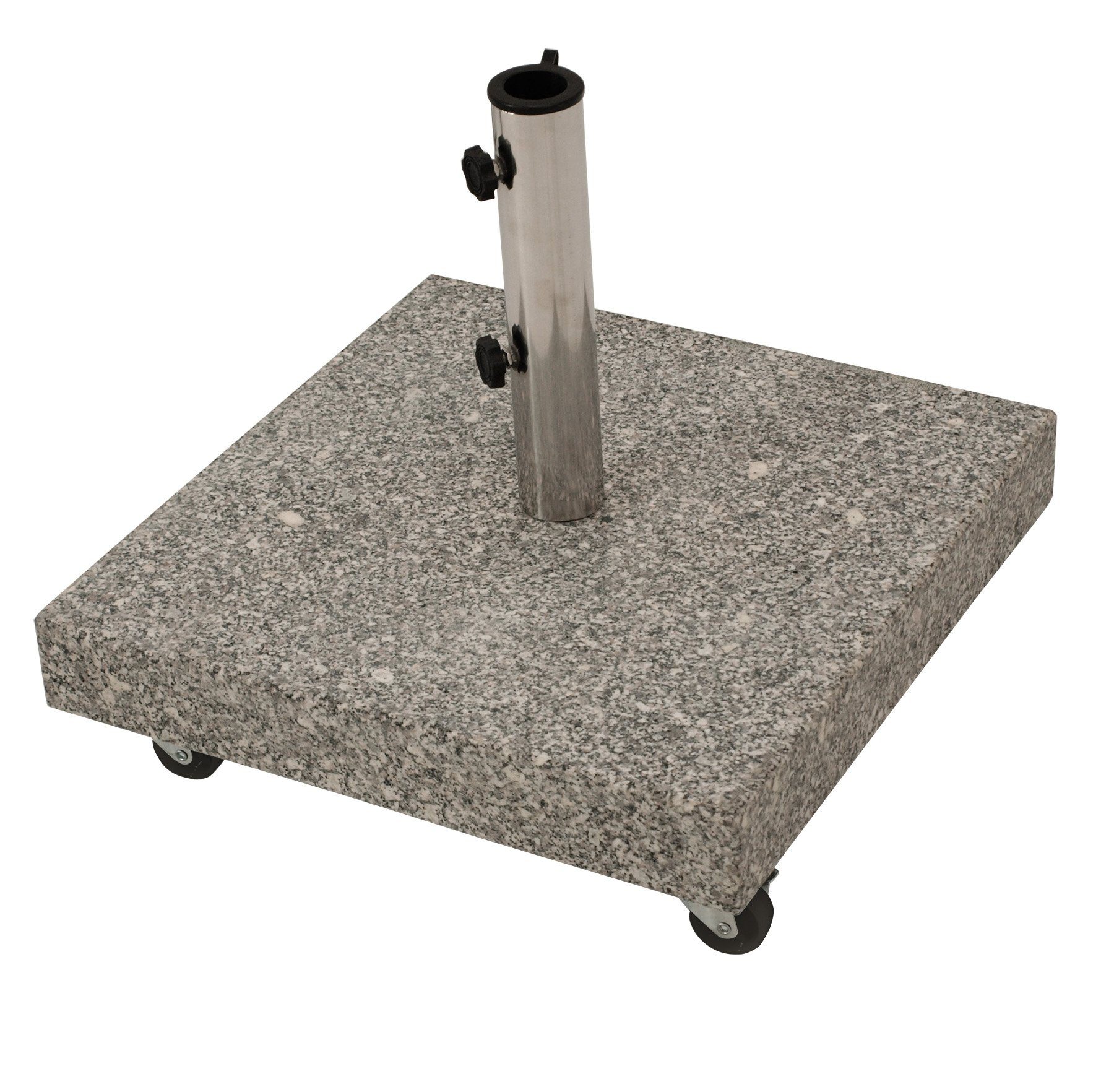 DEGAMO Schirmhalter rechteckig 50x50cm, Gewicht 50kg mit Rollen, Granit hellgrau, für Stöcke bis Ø 55 mm, 1 tlg.