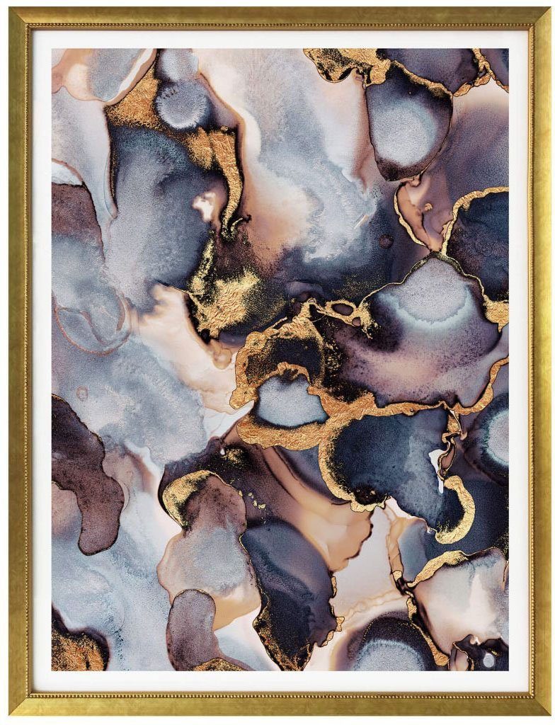 Rosé Wandbild, Wall-Art (1 Marmor Gold Tinte Bild, Farbverlauf, St), Wandposter Effekt Poster, Poster