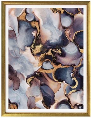 Wall-Art Poster Gold Effekt Tinte Rosé Farbverlauf, Marmor (1 St), Poster ohne Bilderrahmen