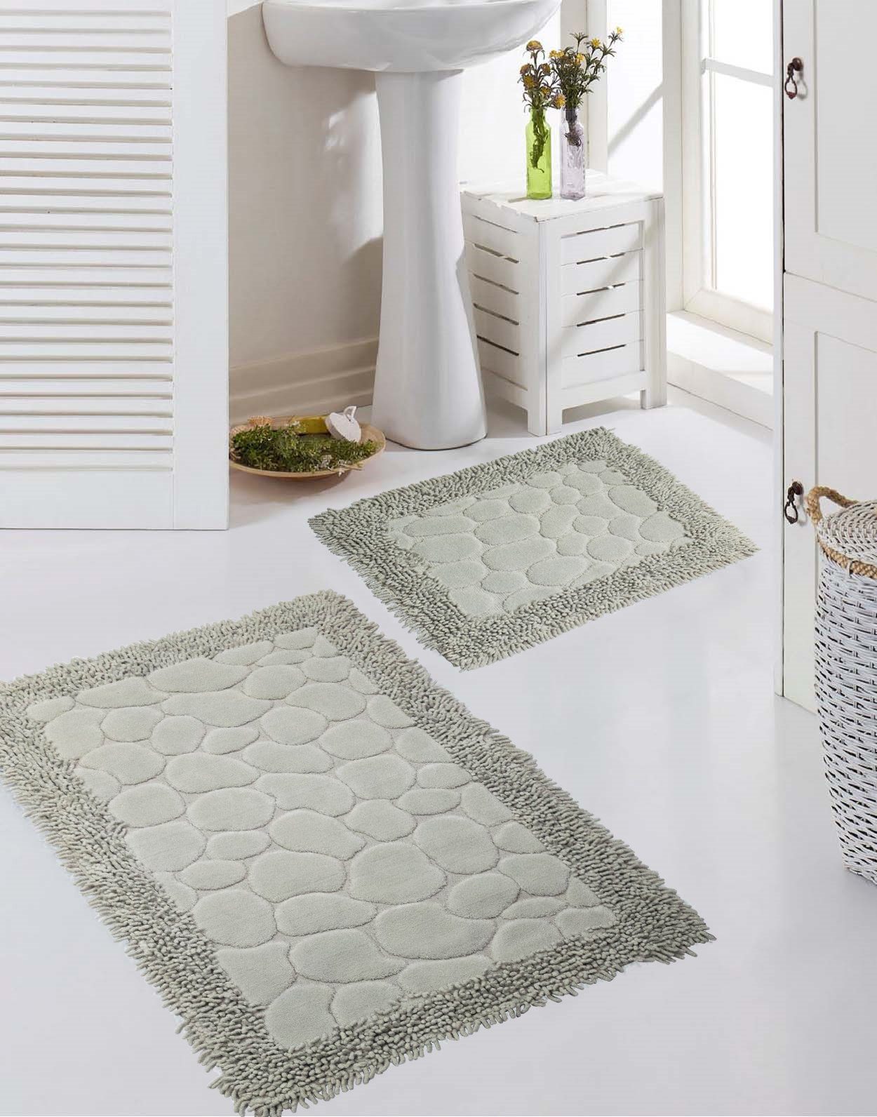 Carpetia Teppich Badematten Set 2-teilig Steinoptik rutschfest waschbar - grau, Rechteckig, Höhe: 7.5 mm