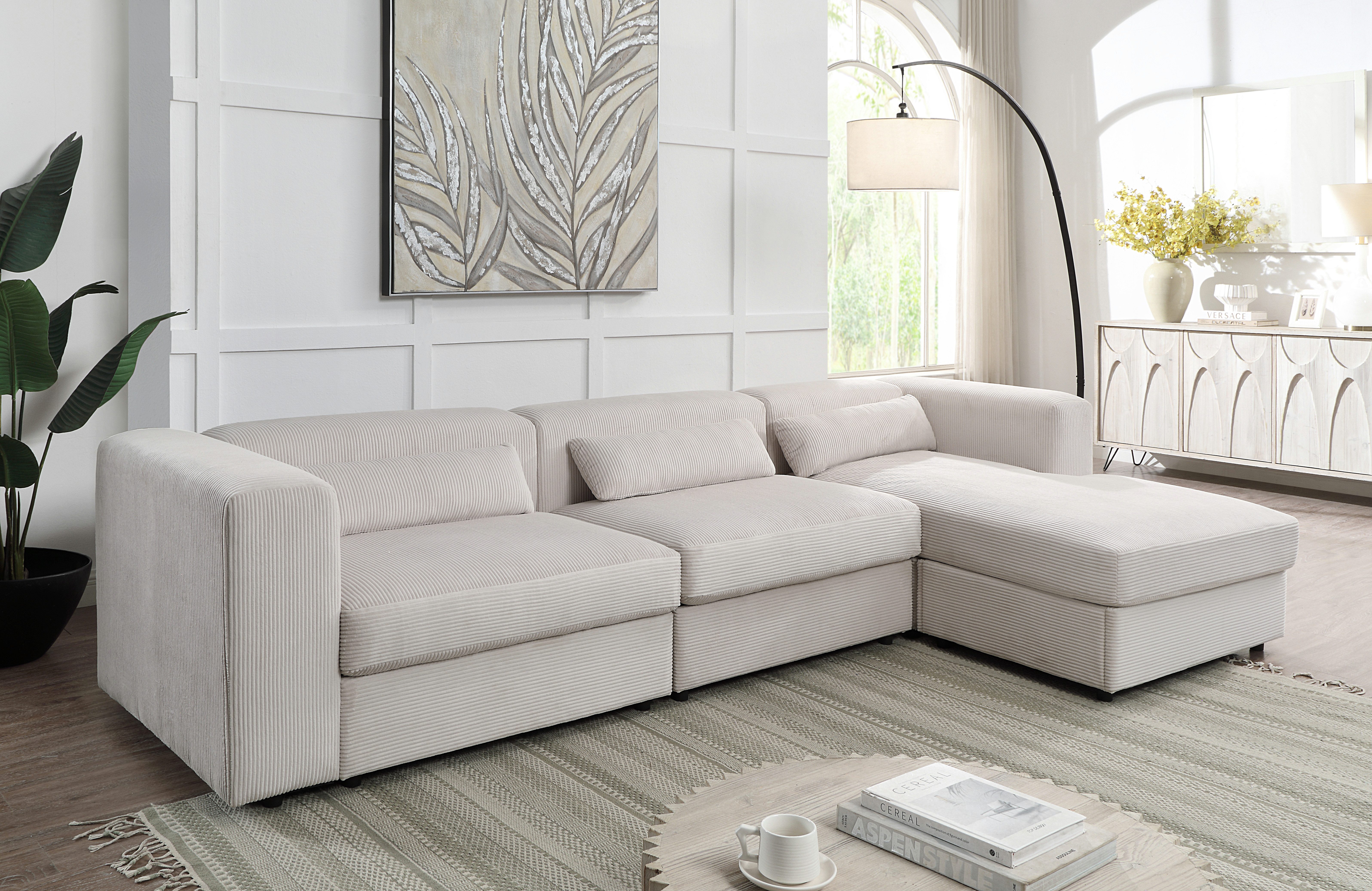 OTTO home Ecksofa Uno, L-Form, Breite: 307cm, beidseitig montierbarem Longchair,mit Taschenfederkern, in Cord