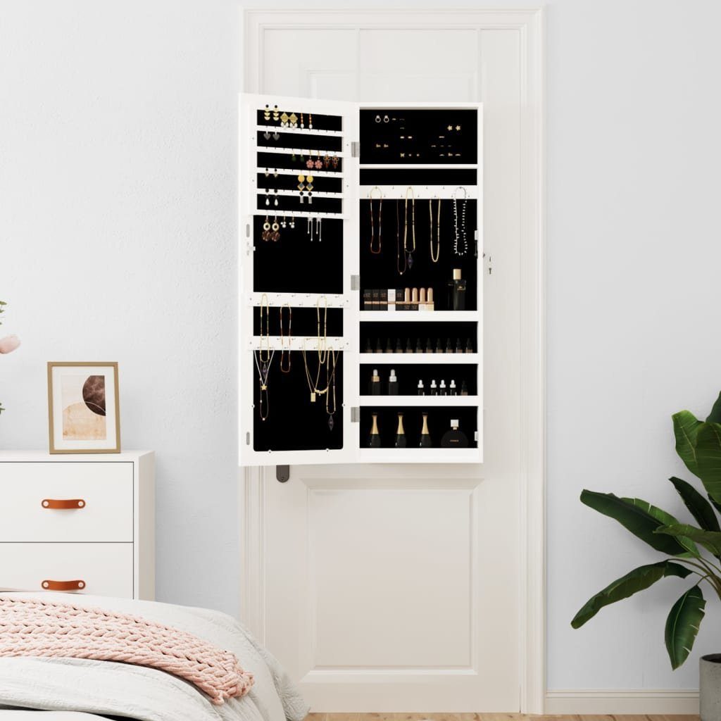 vidaXL Spiegel Schmuckschrank mit Spiegel Wandmontage Weiß 37,5x10x106 cm (1-St)