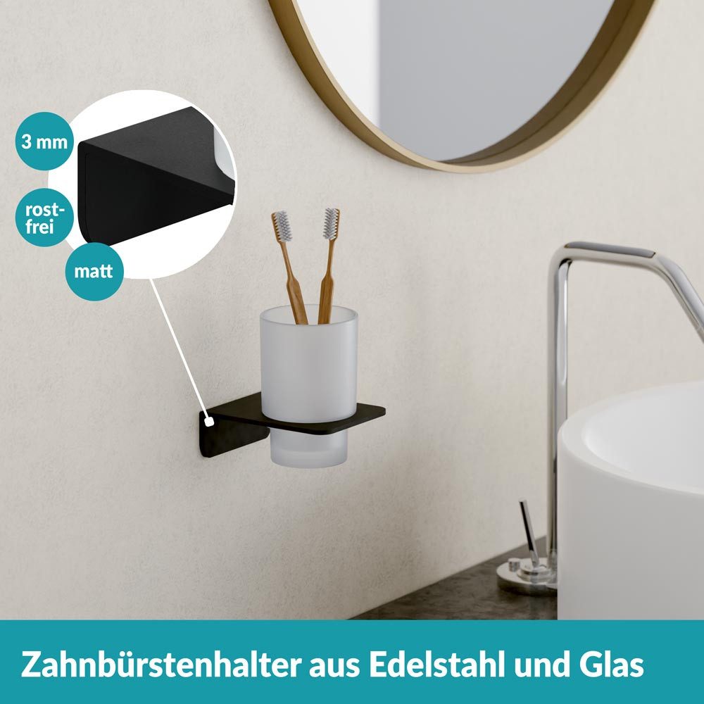 WEISSENSTEIN Zahnputzbecherhalter ohne Bohren Schwarz günstig online kaufen