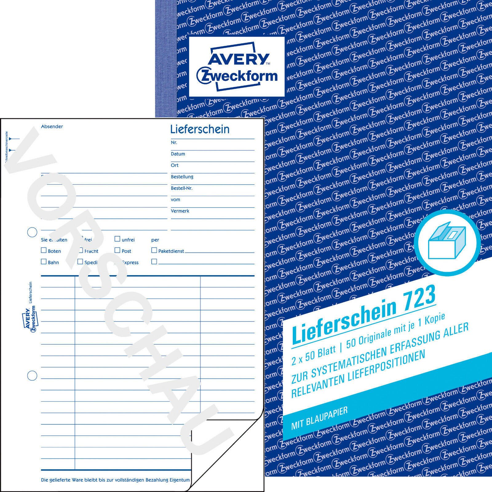 Formularblock Avery Zweckform 723 Lieferschein A5 2x50 Blatt mit Blaupapier
