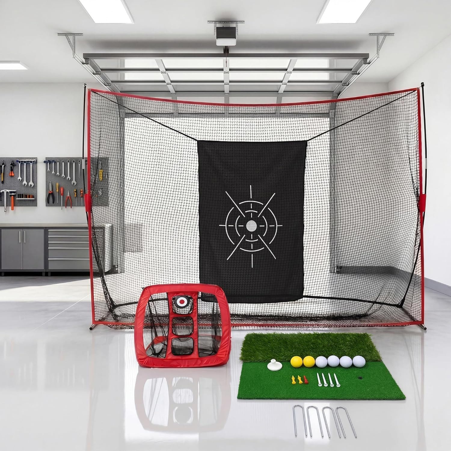GarveeMore Golfnetz 305x230cm Golf Schlagnetz mit Zielplane, Seitenbarrieren, Tragetasche