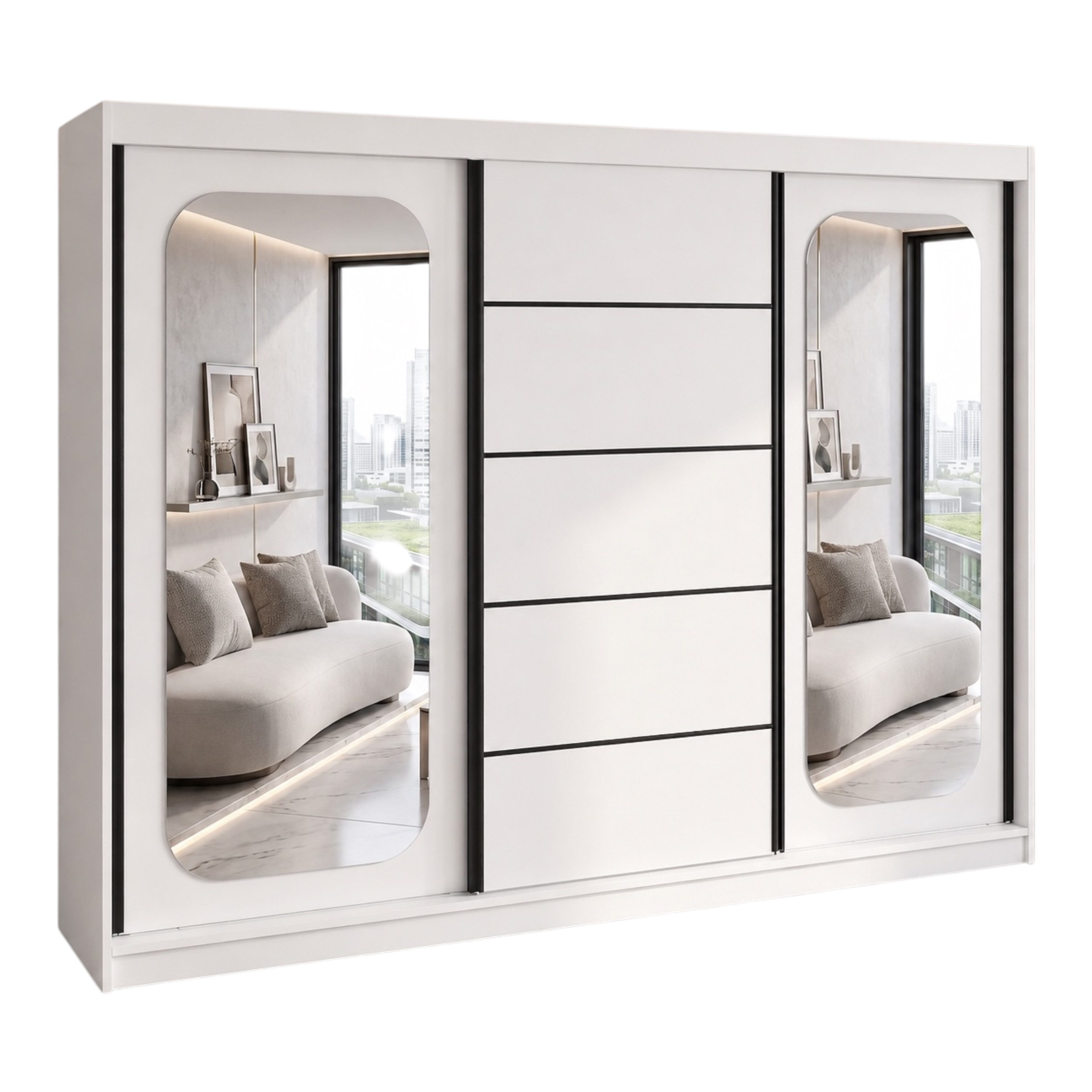 A&J MöbelLand GmbH Schiebetürenschrank BELANO – Moderner Kleiderschrank mit Schiebetüren (Die perfekte Kombination aus modernem Design, hoher Funktionalität und großzügigem Stauraum für Kleidung, Bettwäsche und Accessoires, erhältlich in verschiedenen Farben und Innenaufteilungen., Breite: 200 cm, Höhe: 215 cm, Tiefe: 59,5 cm) TOP ANGEBOT! Moderner Schwebetürenschrank.