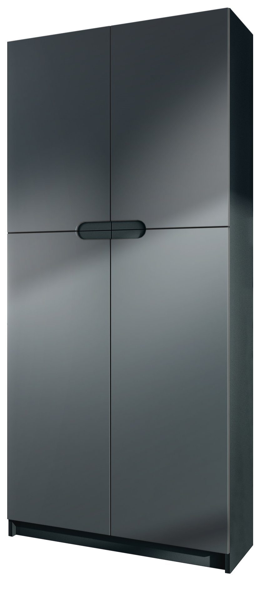 Vladon Aktenschrank Logan (Aktenschrank, mit 5 Fächern und 4 Türen) Schwarz matt/Graphit Seidenmatt (82 x 185 x 37 cm) Fronten in Graphit Seidenmatt