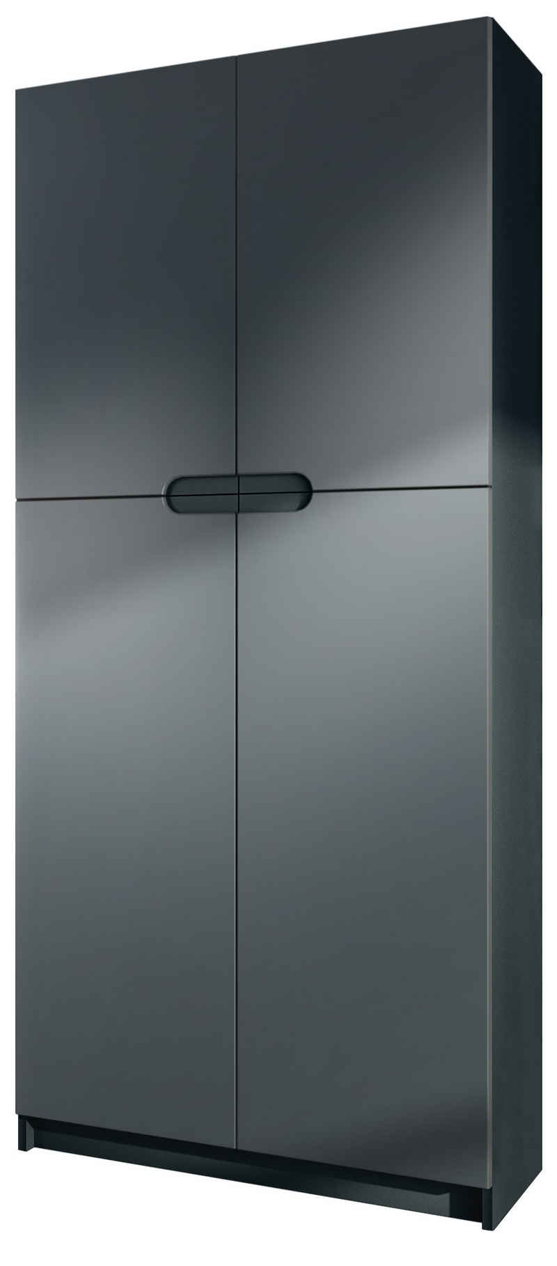 Vladon Aktenschrank »Logan« Aktenschrank mit 5 Fächern und 4 Türen, Schwarz matt/Graphit Seidenmatt (82 x 185 x 37 cm)