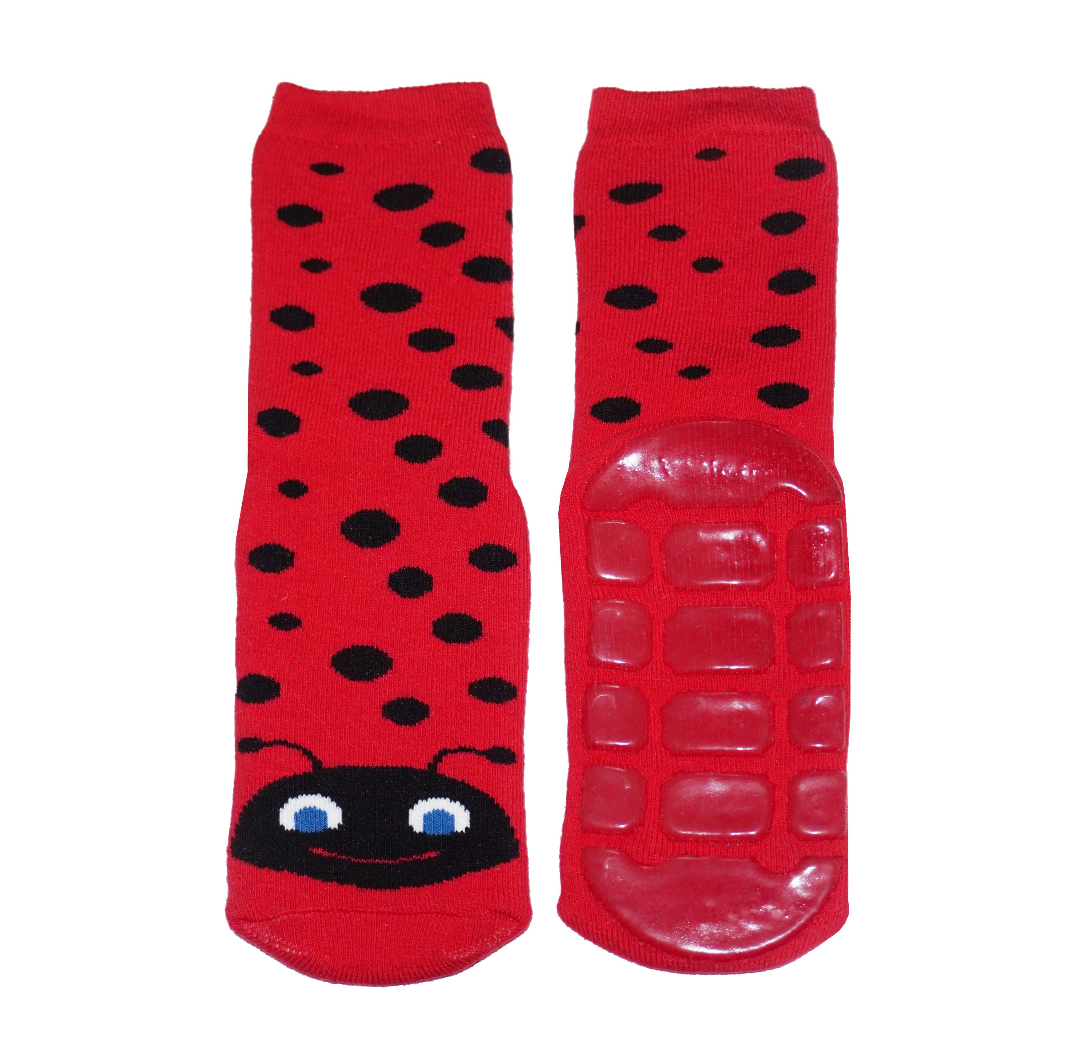 WERI SPEZIALS Strumpfhersteller GmbH ABS-Socken ABS Stoppersocken für Kinder >>Roter Käfer<< aus Baumwolle (1-Paar) mit Frottee