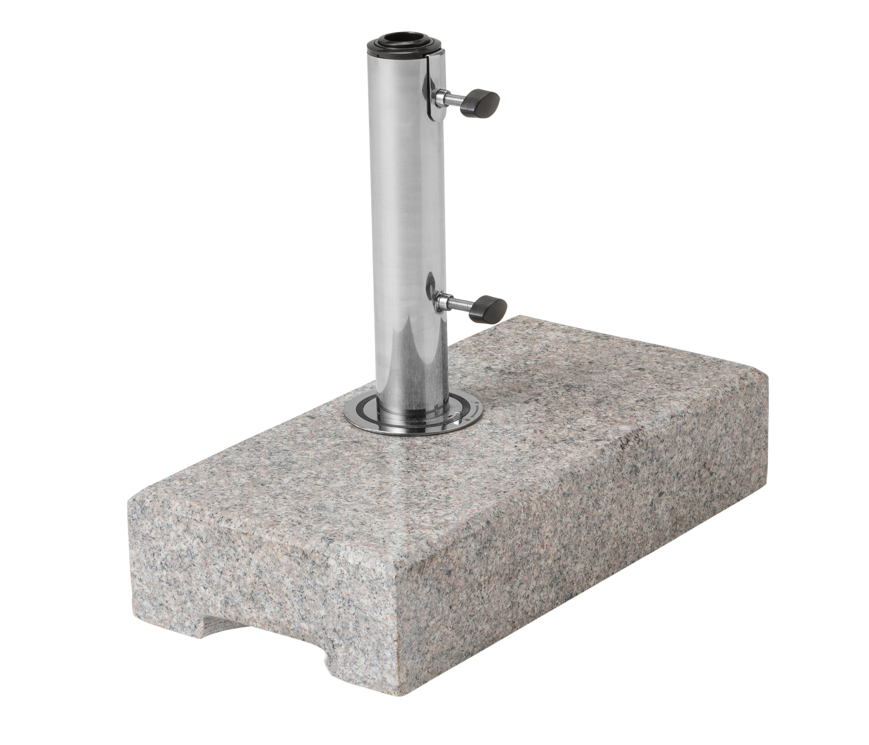 Dehner Schirmständer Granitständer eckig, 45 x 36.5 x 22.5 cm, 25 kg, Granit / Stahl, langlebiger Sonnenschirmhalter inkl. Adapter für versch. Durchmesser
