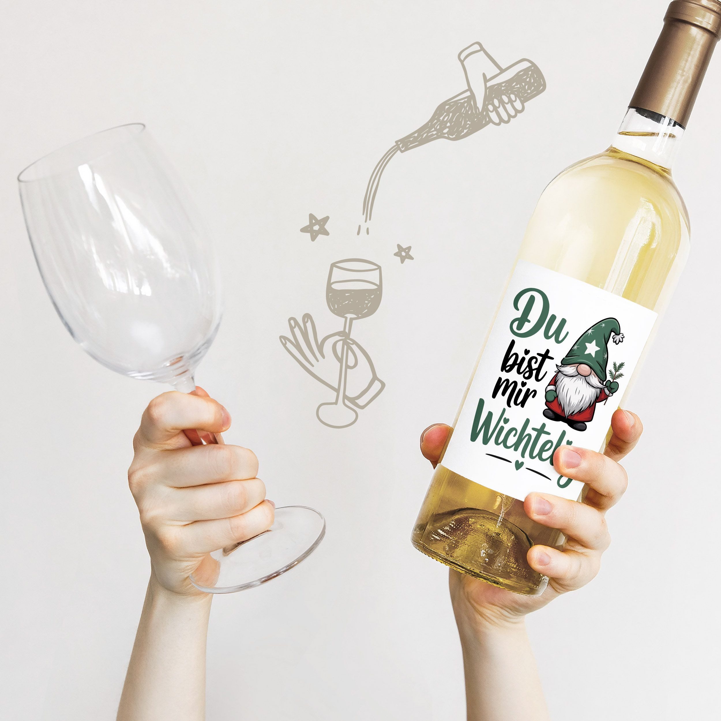 SpecialMe Aufkleber Weinetikett Weihnachten Flaschenaufkleber Wichtel Weihnachtszwerge
