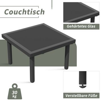 DOPWii Loungeset 6er,Garten Lounge Set mit Rahmen aus verzinktem Eisen,Gartenmöbel-Set, Verstellbare Füße,Inklusive Sitz- und Rückenkissen,Beige/Grau