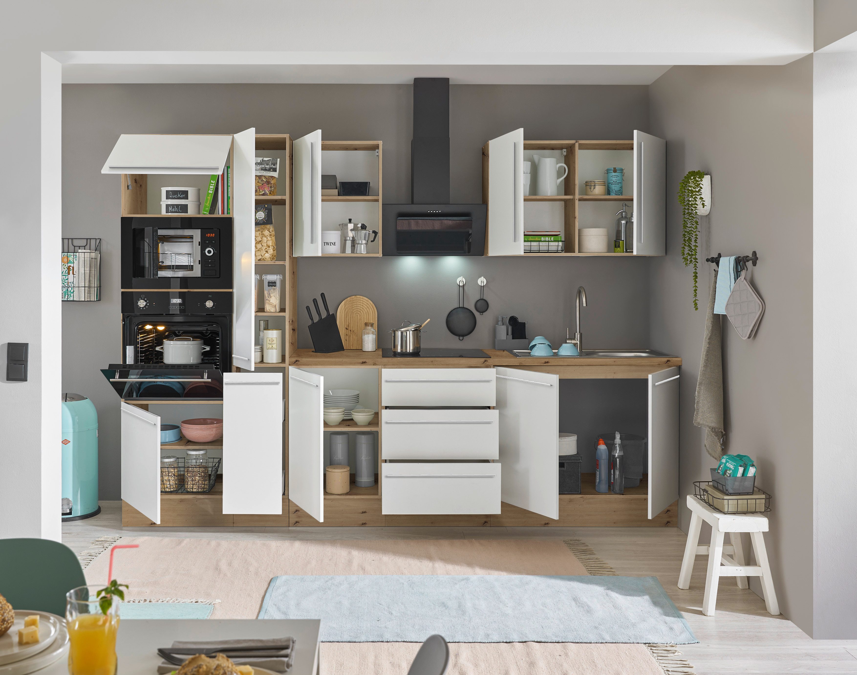 KOCHSTATION Küchenzeile Florida, Breite 300 cm, wahlweise mit E-Geräten,Softclose für Türen/Schubkästen