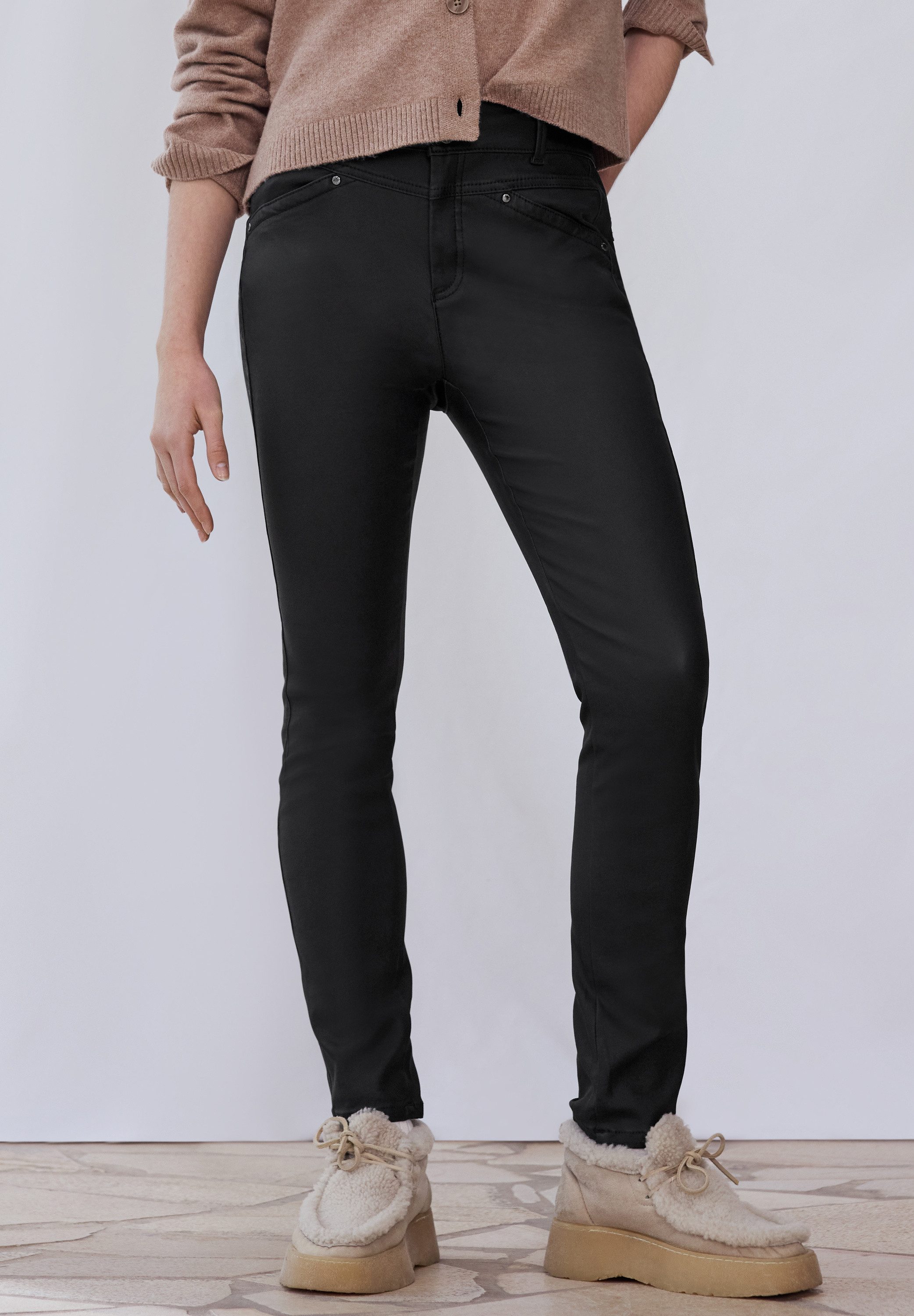 STREET ONE STUDIO Lederimitathose Middle Waist