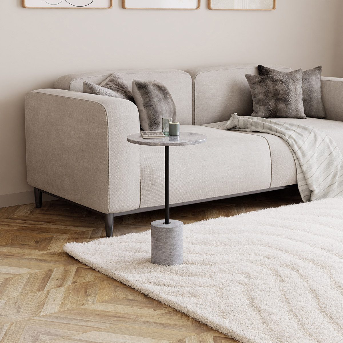 Liadomo Beistelltisch Goro, Couchtisch, Wohnzimmertisch, Marmortisch, Sofatisch (drei verschiedene Farben), massiver Marmortisch rund Ø 36 cm – für Wohnzimmer & Schlafzimmer