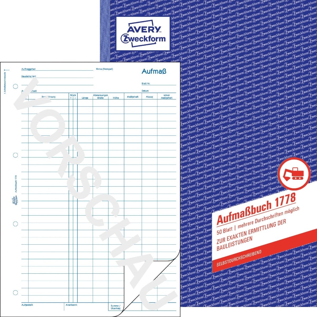 Formularblock Formularbuch Aufmaß A4 vorgelocht 50 Blatt