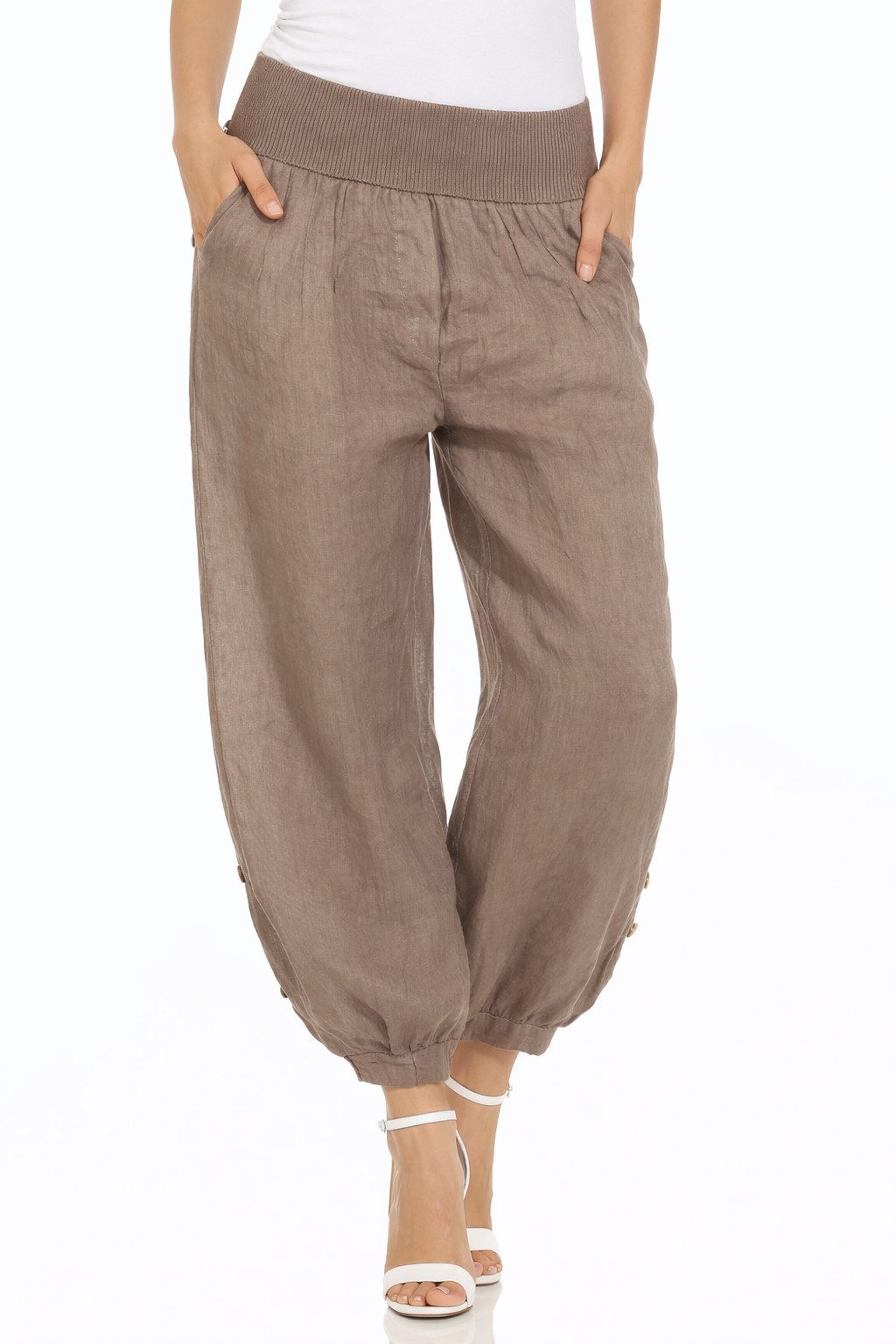 Mississhop Leinenhose Damen 100 % Leinen Extra Lang Hose– Tall Fit Sommerhose M.282
