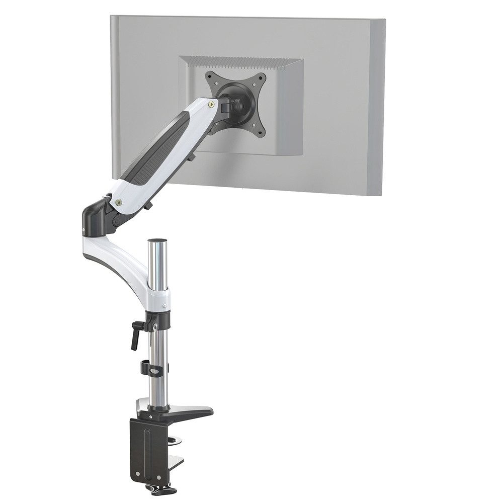 hjh OFFICE Monitor-Halterung Monitorhalterung VM-MG1 Aluminium, (bis 27 Zoll, Monitorarm, Kabelmanager integriert, drehbar, schwenkbar und neigbar)