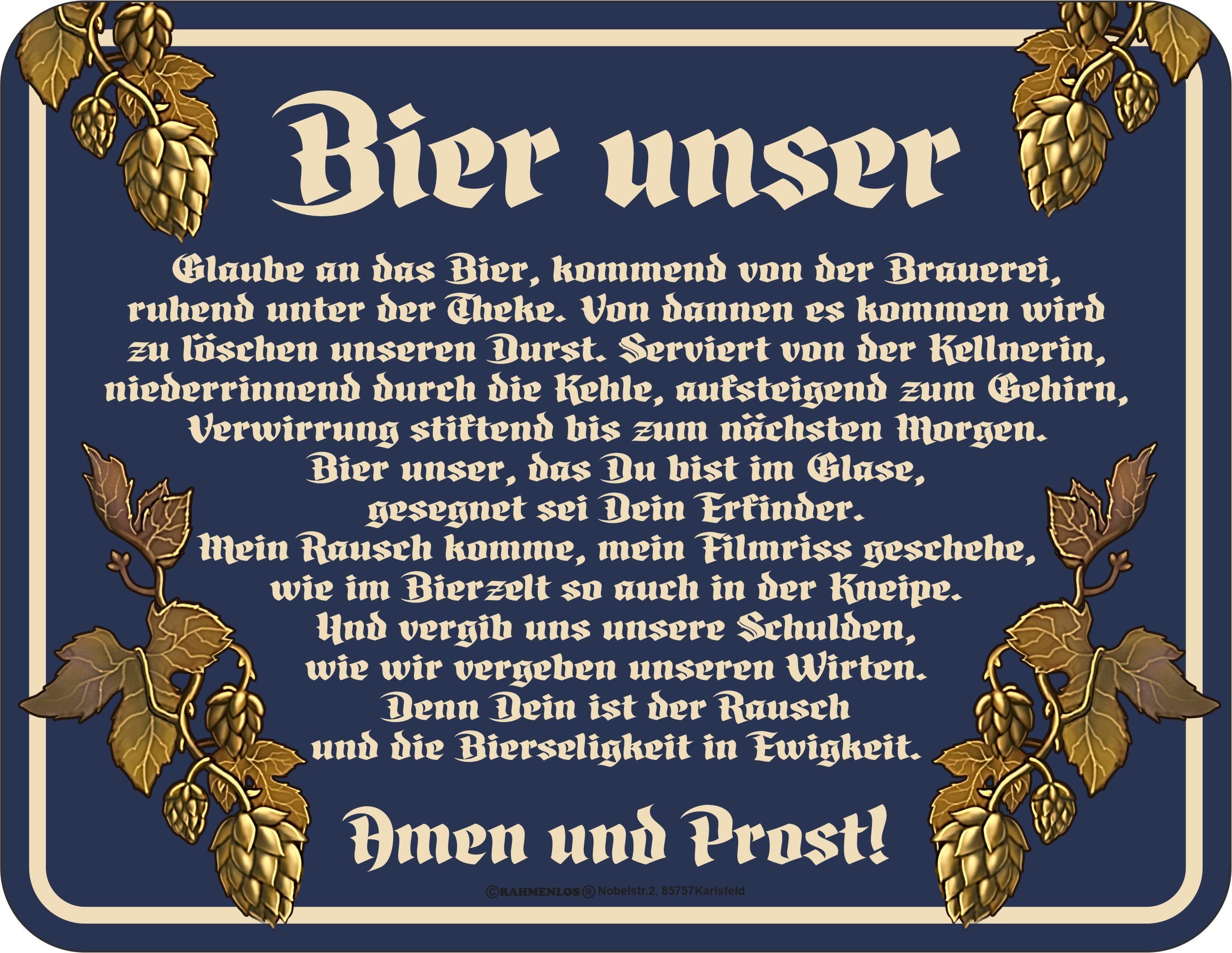 RAHMENLOS® Metallschild zur Deko - Hopfengebet