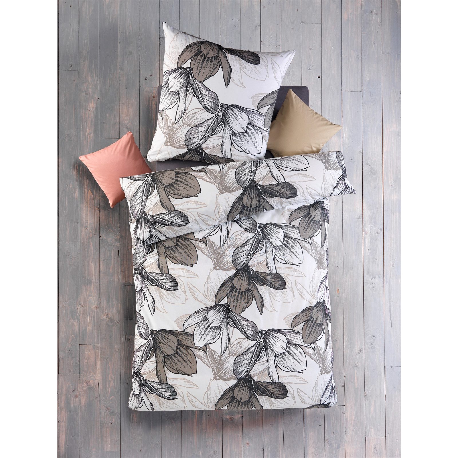 HTI-Living Bettwäsche Baumwoll-Bettwäsche 135 x 200 2 teilig, 100% Baumwolle, 1 teilig, glatt und hautfreundlich