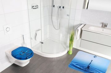 Sanilo Badaccessoire-Set Wassertropfen, Komplett-Set, 3 tlg., bestehend aus WC-Sitz, Badteppich und Waschbeckenstöpsel
