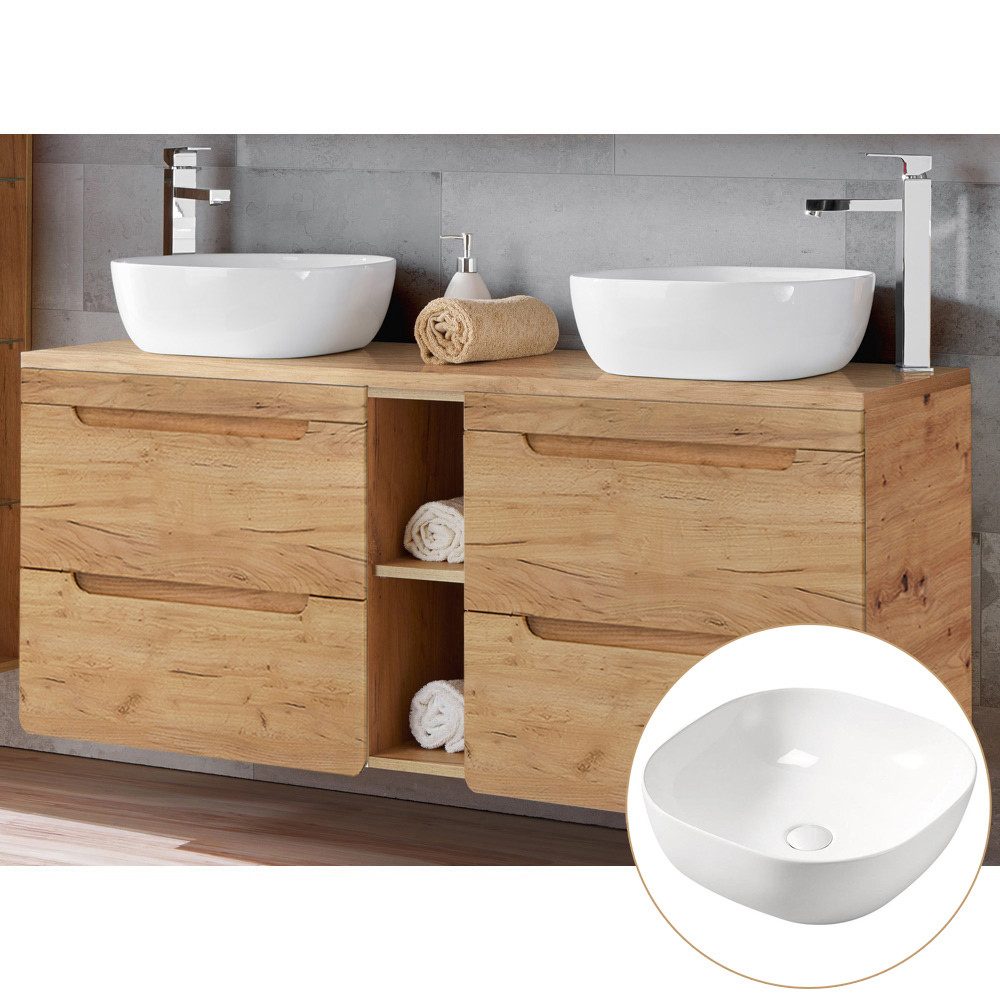 Lomadox Waschtisch LUTON-56-CRAFT, Wotan Eiche Nb. günstig online kaufen