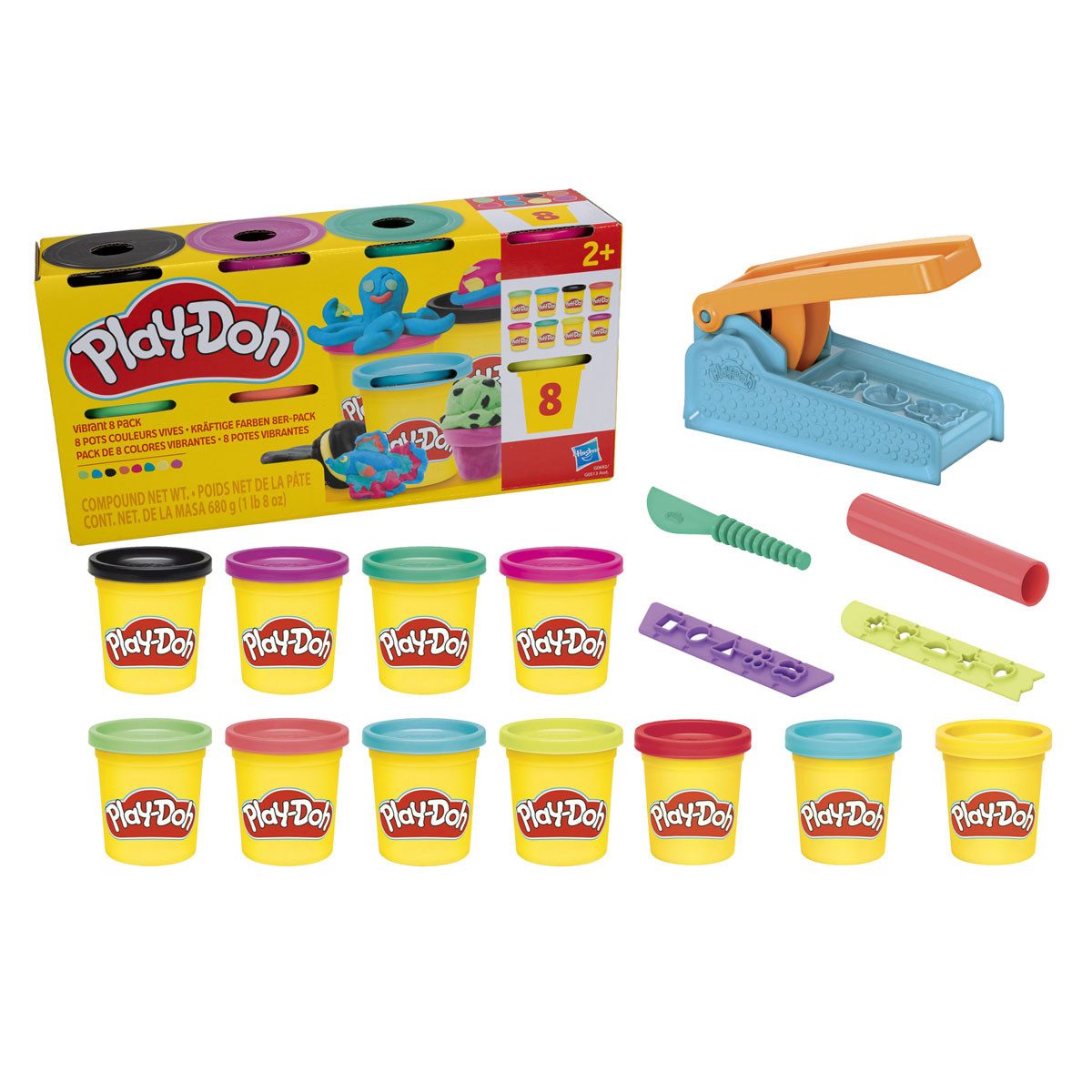 Play-Doh Knete Play-Doh Knetwerk Knetpresse Set mit kräftige Farben 8er-Pack Knete