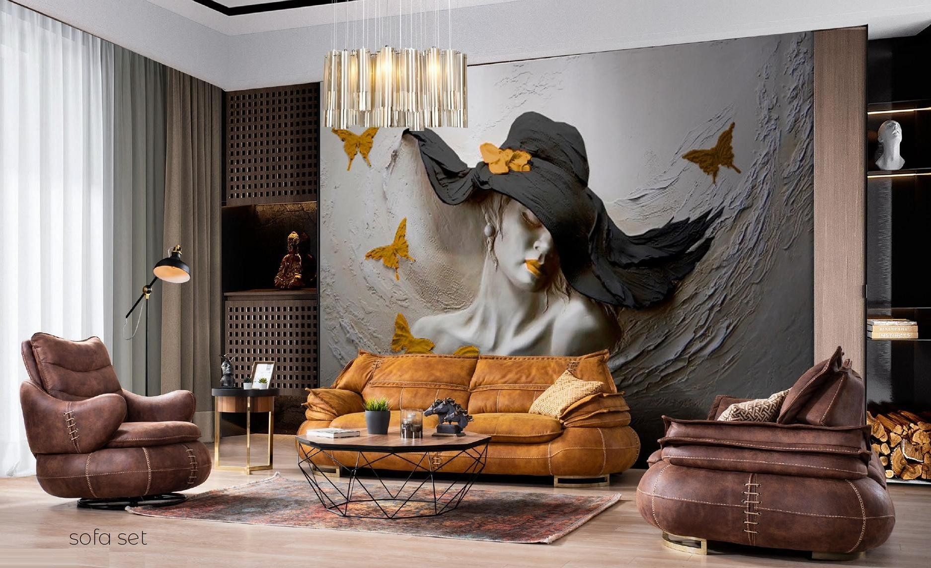 Xlmoebel Polstergarnitur Luxuriöse Sofagarnitur im Western-Stil aus hochwertigem Material, (Sofagarnitur, 2-tlg., 2tlg. Set Sofagarnitur 3 + 1 Sitzer), Hergestellt in Europa