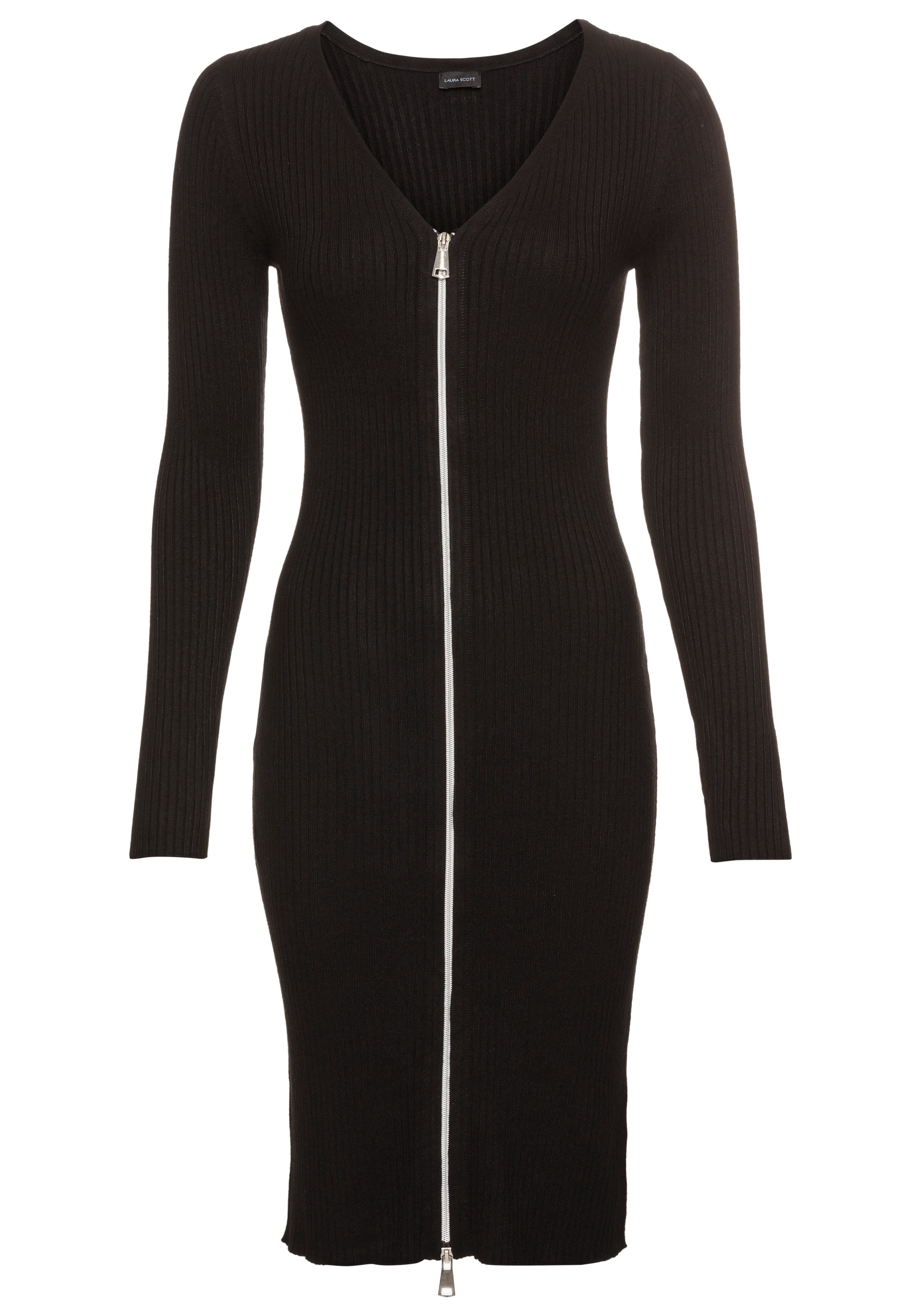 Laura Scott Longstrickjacke mit Zipper - auch als Kleid tragbar