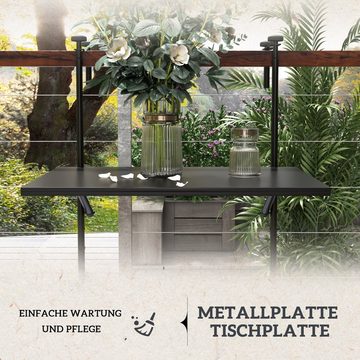 Outsunny Balkonhängetisch Balkontisch zum Einhängen bis 15 kg belastbar (Terrassentisch, 1-St., Hängetisch), für Garten, Metall, 62 x 60 cm, Schwarz