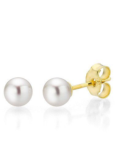 Firetti Paar Ohrstecker Schmuck Geschenk Gold 375 Ohrschmuck Perle verschiedene Größen, Made in Germany - mit Süßwasserzuchtperle