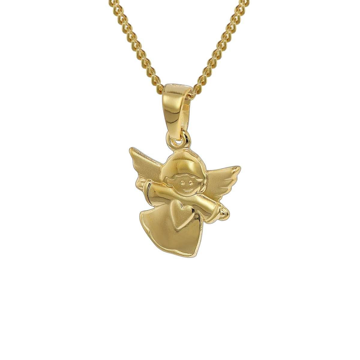 trendor Panzerkette 35820, Kinder-Anhänger Engel 333 Gold mit goldplattierter