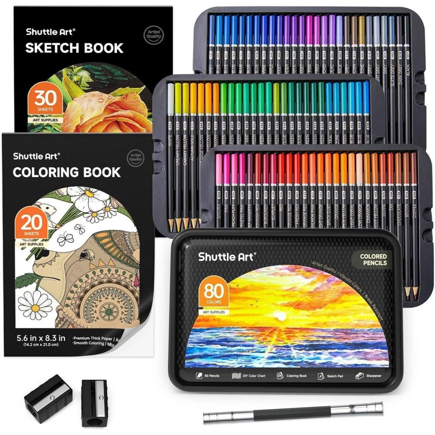 LuxusKollektion Buntstift Buntstifte Set 80 professionelle Farbstifte Malbuch Skizzenbuch Kinder