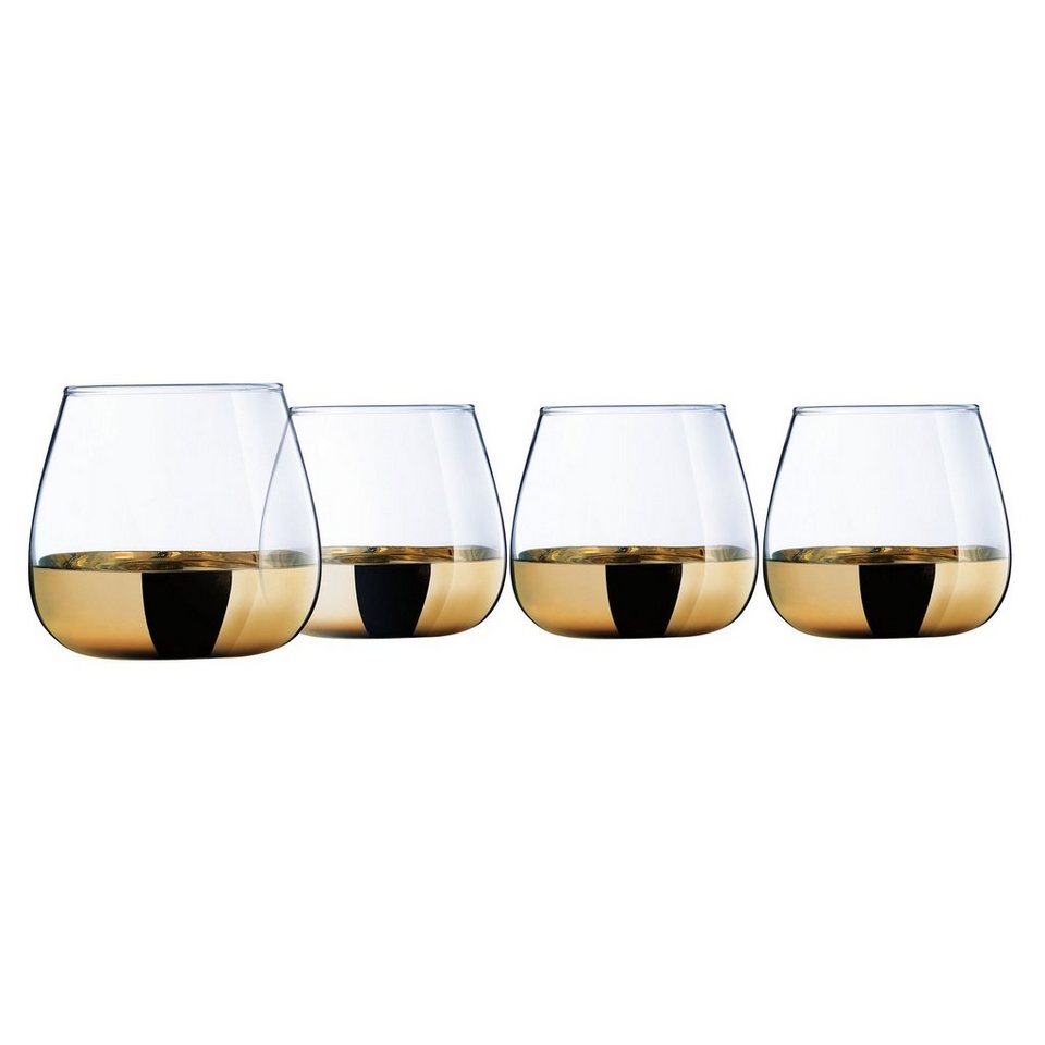 CreaTable Tasse GOLDEN DAYS, Whiskyglas 4 teilig, Glas, passend zum  Themenkreis 