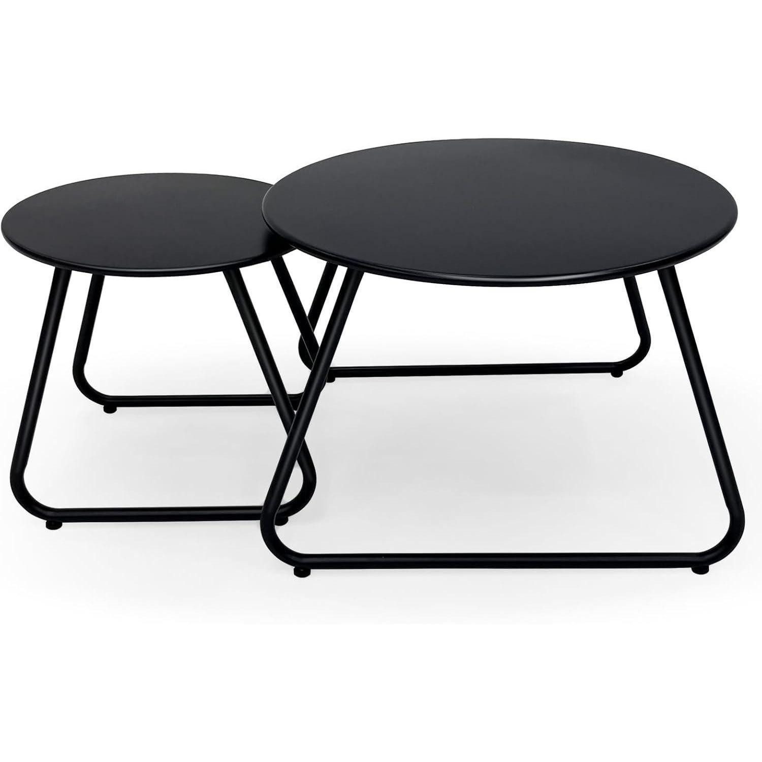 LuxusKollektion Couchtisch Outdoor Couchtisch Set von 2, wetterfester Stahl, Runde