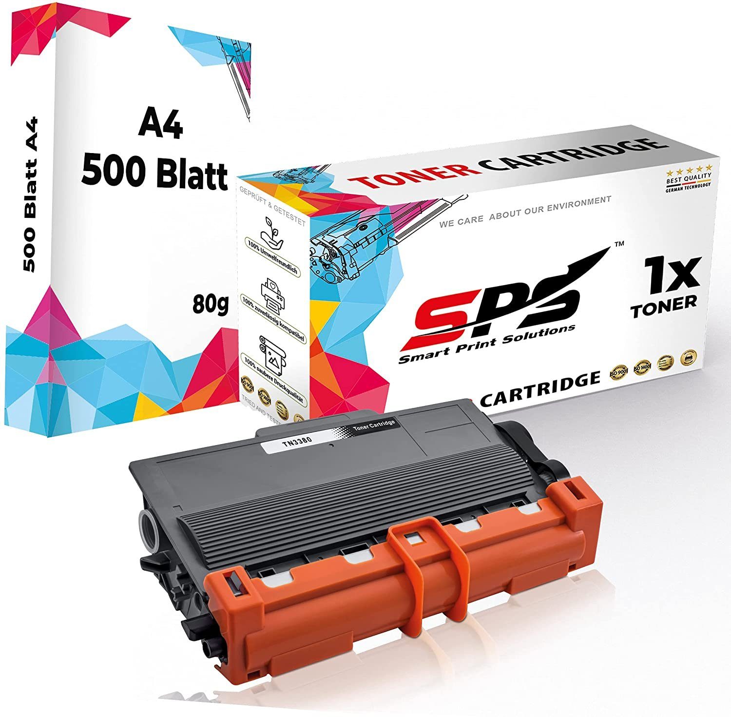 SPS Tonerkartusche Kompatibel für Brother HL-6180 TN-3380, (1er Pack + A4 Papier, 1x Toner (1x Schwarz)