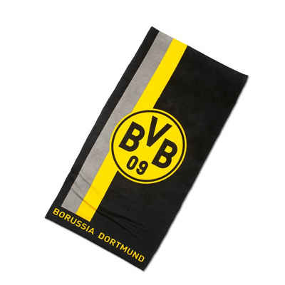 BVB Duschtuch BVB-Duschtuch mit Logo im Streifenmuster, Baumwolle (1-St), Streifenmuster