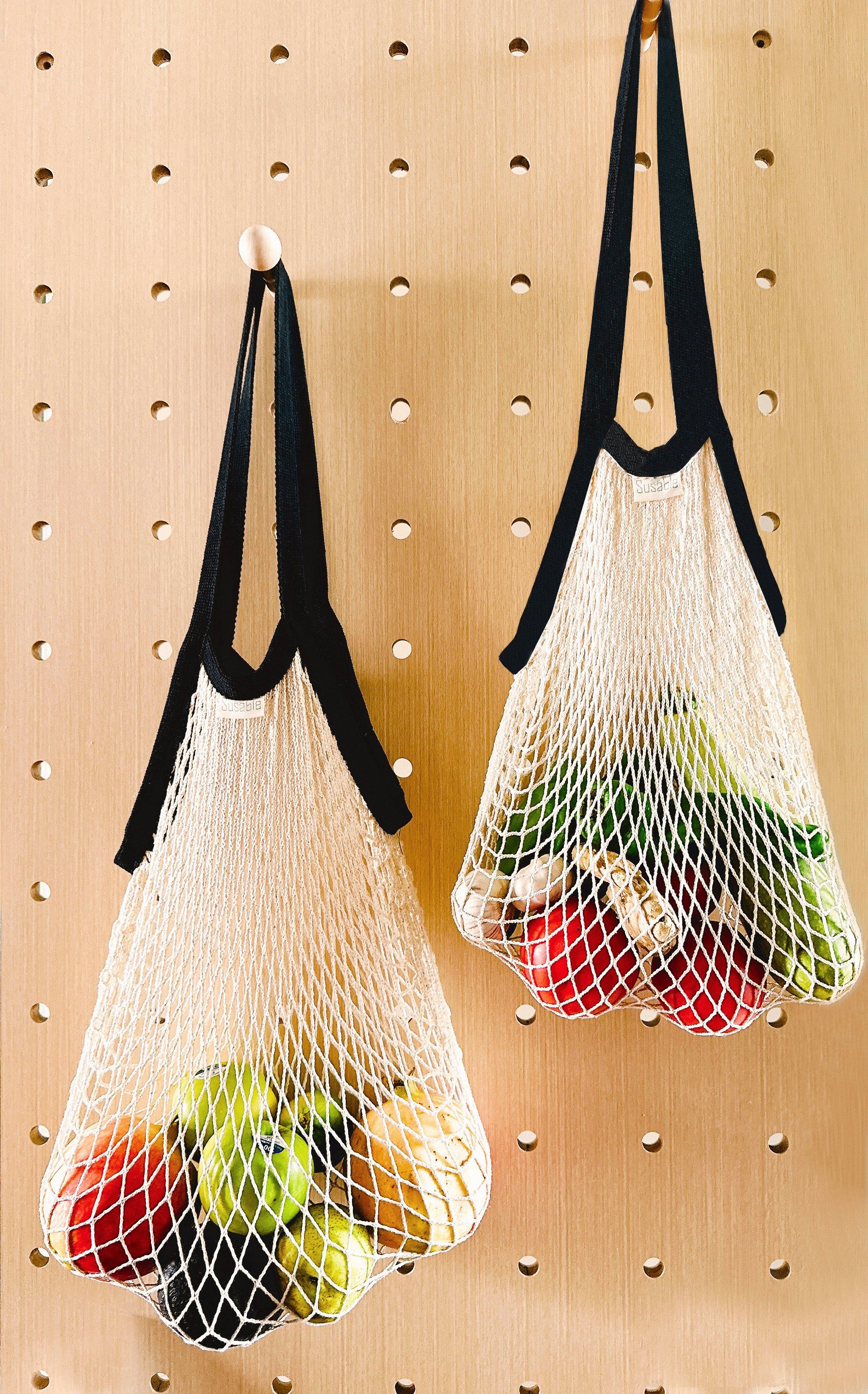 Schultertasche Netztasche Bio-Baumwolle Einkaufstasche Susable aus Vielseitige – 2er-set
