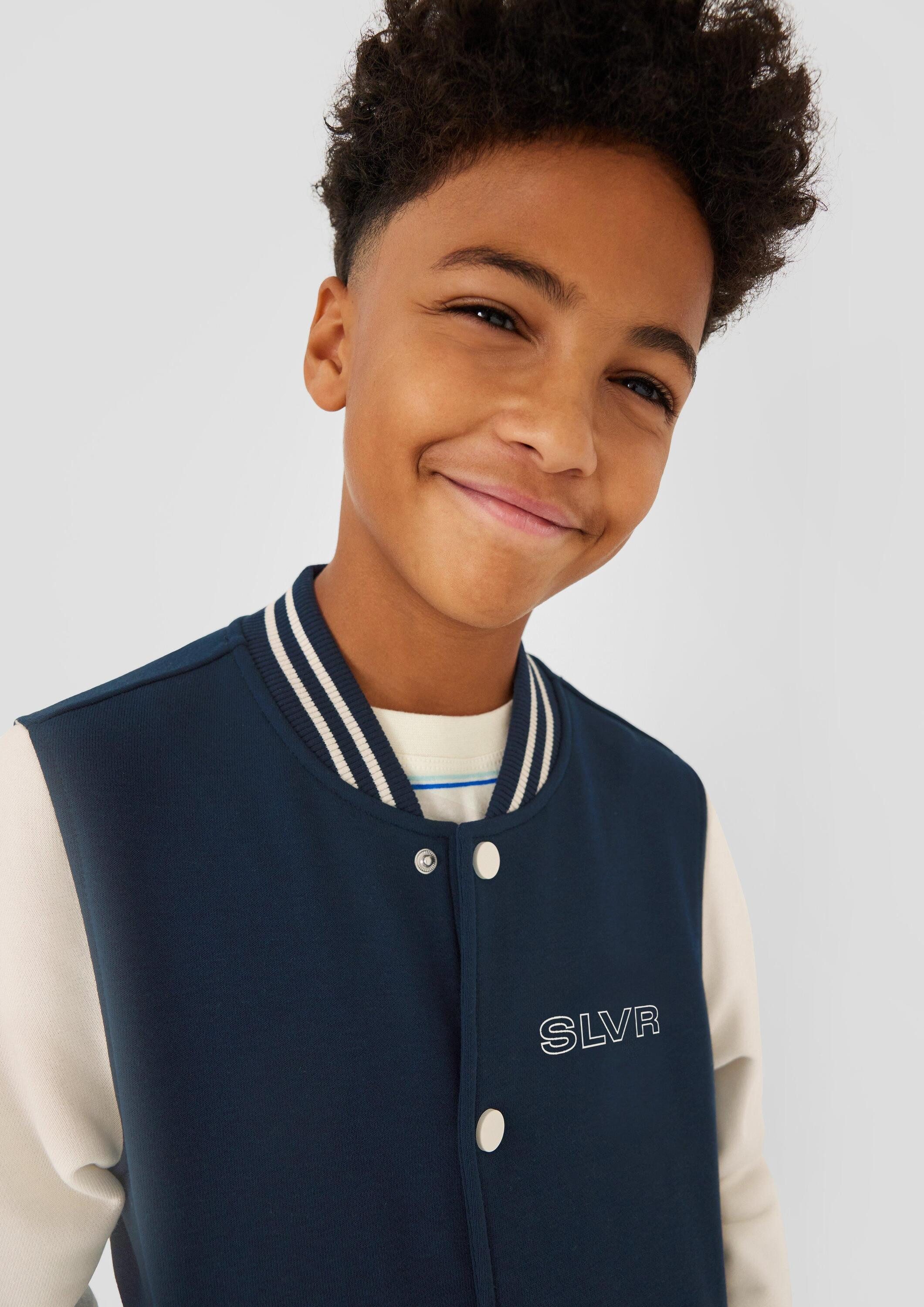 s.Oliver Sweatjacke Sweatshirt Jacke Collegejacke aus Sweatware