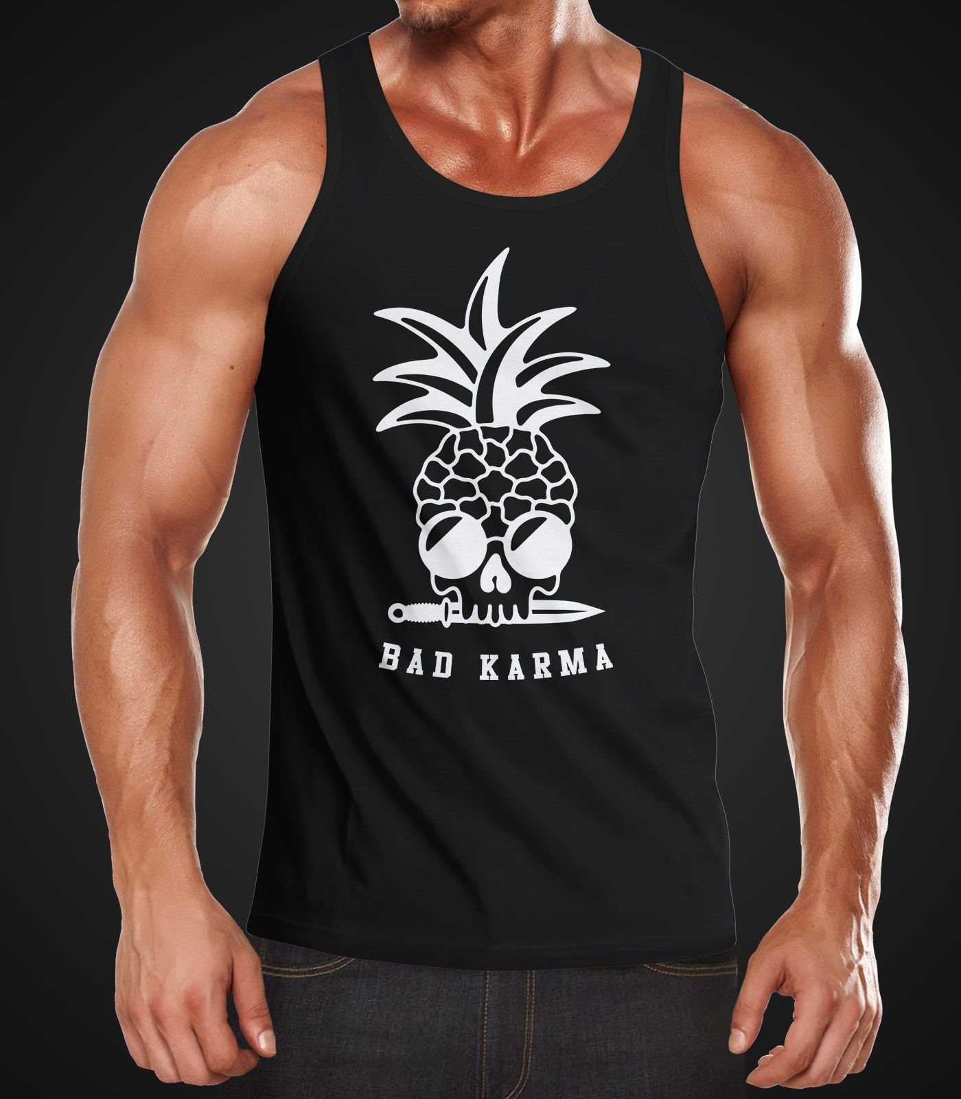 Neverless Tanktop Herren Tank-Top Totenkopf Ananas-Trend günstig online kaufen
