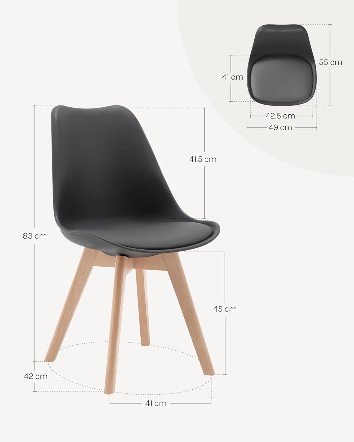 Woltu Esszimmerstuhl (Set, 2 St), Polsterstuhl Sitzfläche aus Kunstleder Holzbeine
