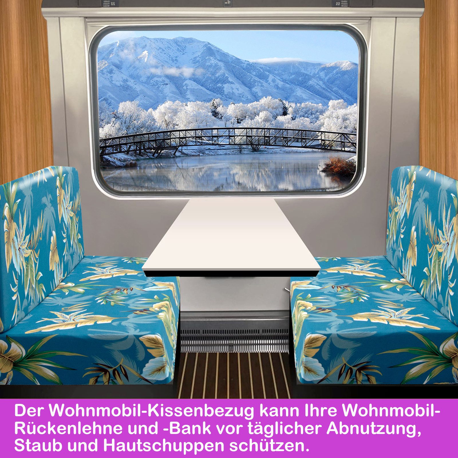 BTTO Sofahusse Wohnwagen Sofabezug 2 Stücke,Camper Kissenbezüge, RV-Kissenbezug Geblümt