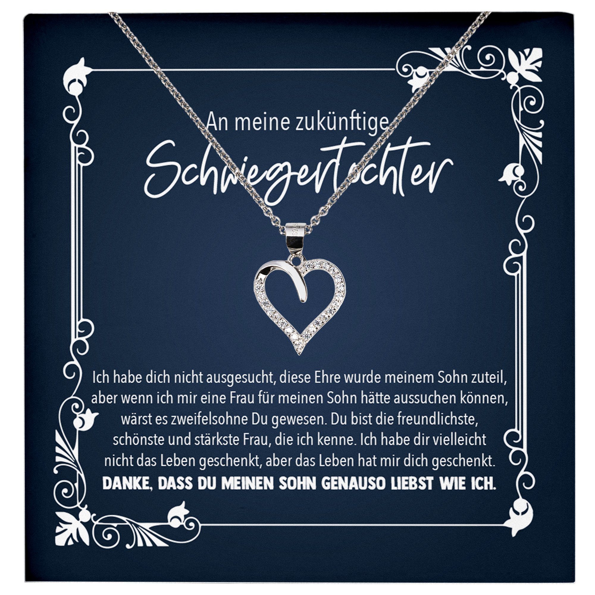 22Feels Schmuckset Braut Schwiegertochter Geschenk Hochzeit Frauen Schmuck  Herz Halskette, Echt-Silber 925/000, Karte Made In Germany